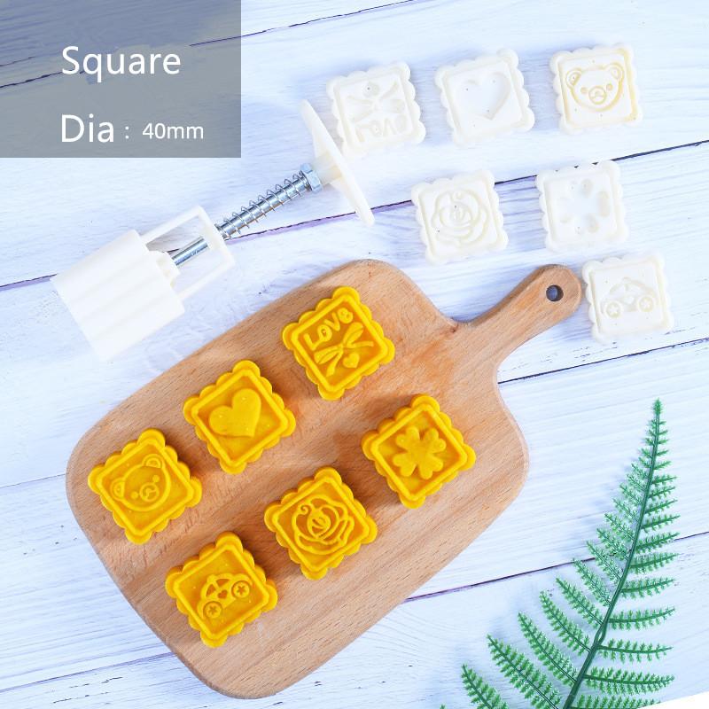 5/6Pcs Mooncake Mould Hand-Pressure Square/Flower/Fan Shaped Cookie Mold DIY Pastry Tool for Mid-Autumn Festivals Decoration