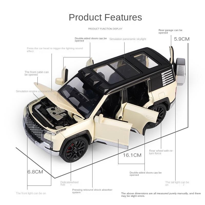 Simulation 1:32 Scale BYD U8 Off Road Car Model with Sound Light Pullback Toys Vehicles Kids Boys Gift Collective Home Decor