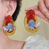 Resin Oval Koi Flower Earrings for Women New Chinese Retro Earrings 2025 Hot Trendy Drop Earring Luxury Designer Zircon