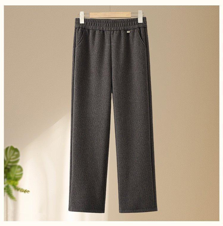 Grandma Style High-Waisted Velvet Elastic Waist Casual Pants for Middle-Aged and Elderly Women