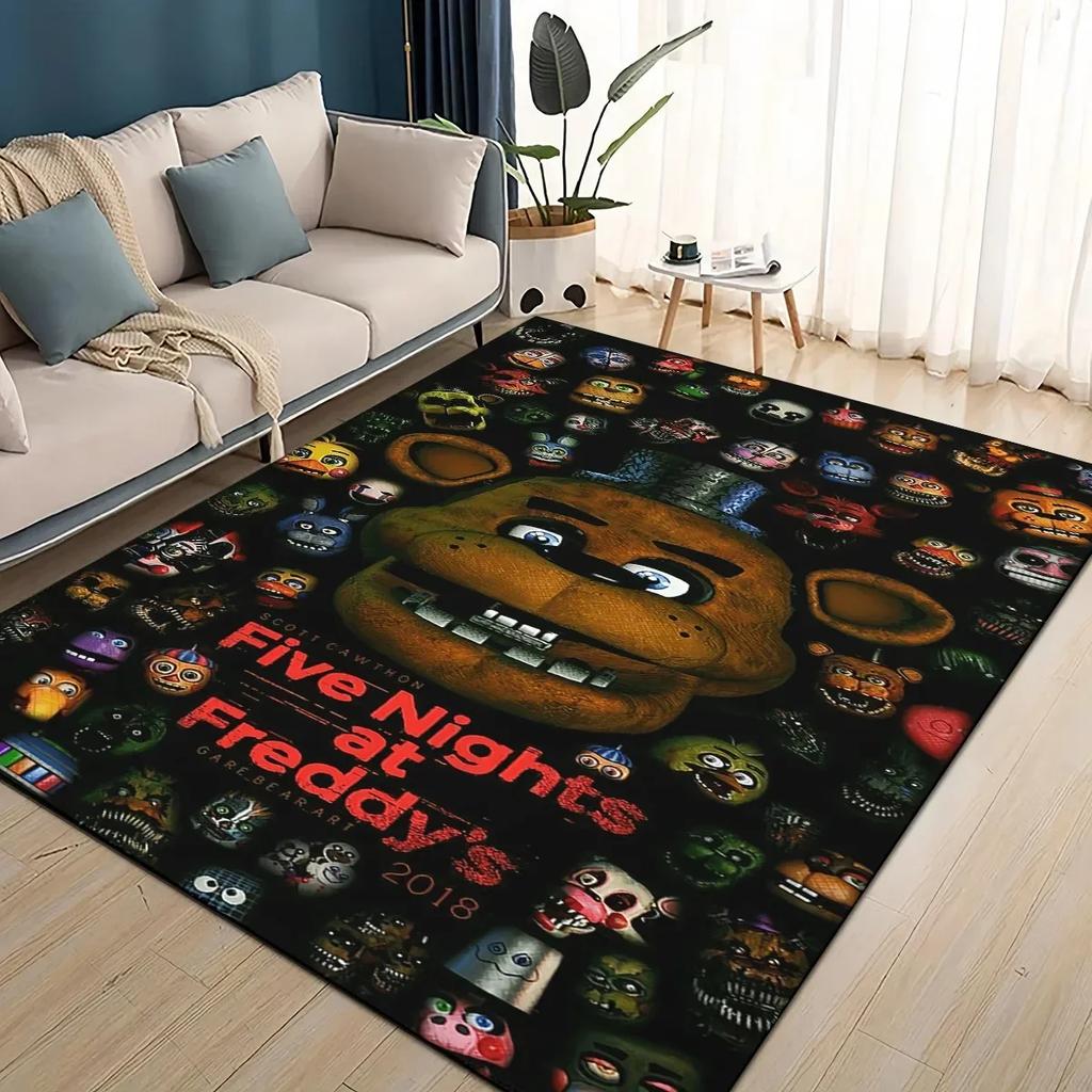 Tappeto Area Gioco Cartoon 3D F-Freddy Grande, Tappeto per Soggiorno Camera da Letto Divano Zerbino Decorazione, Tappetino Antiscivolo per Bambini