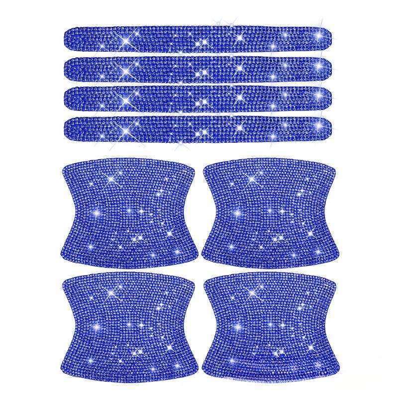 8Pcs/set Rhinestone Car Door Bowl Anti-scratch Reflective Stickers Door Bowl Handle Protection Decals Auto Decor Accessories