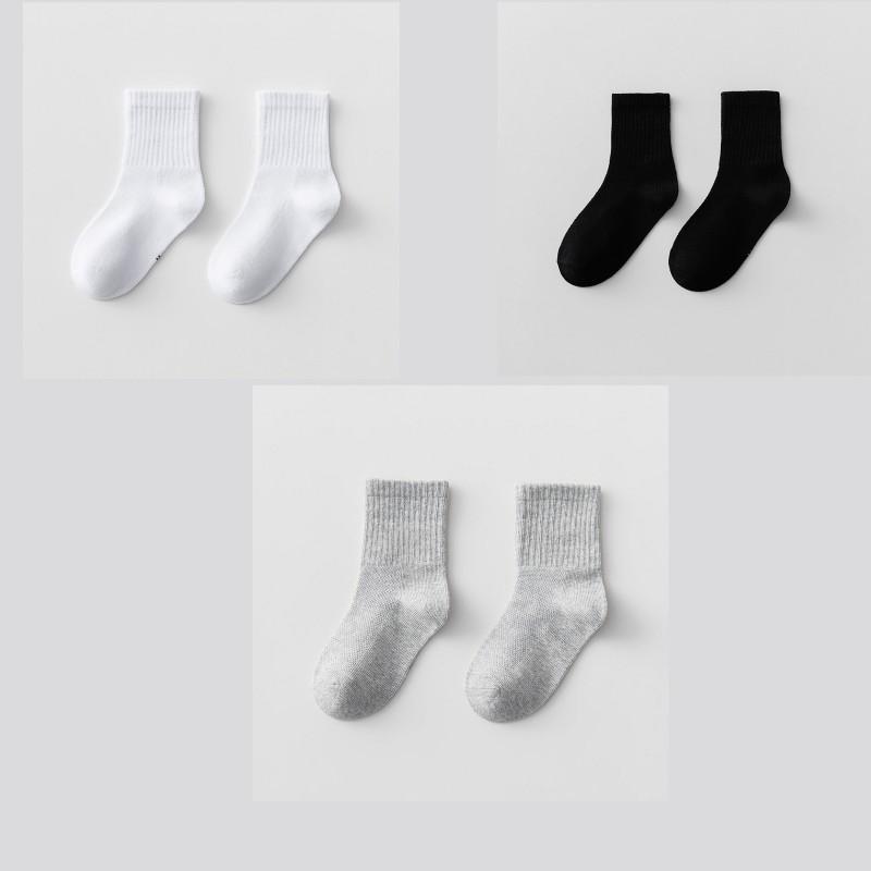 Children's Socks Spring Summer Thin Mesh Socks Solid Colour Boys Short Socks Girls White Student Mid-calf Socks Baby Socks