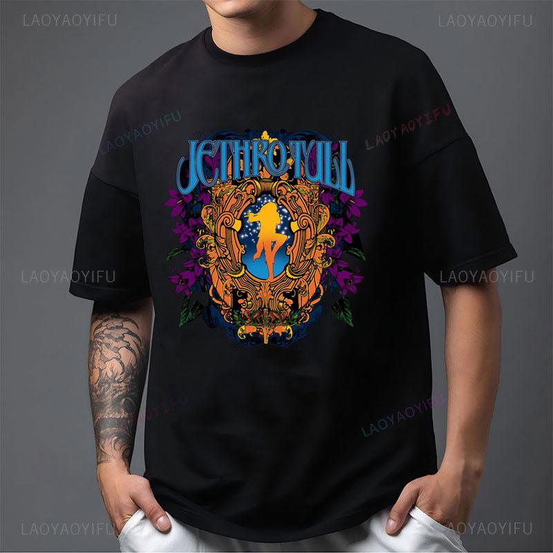 

Jethro Tull Rock Band Graphic T-Shirt Cotton for Men Wman Y2k Clothes Bold Fantasy Print Casual Round Neck Machine Washable 5XL різнокольоровий