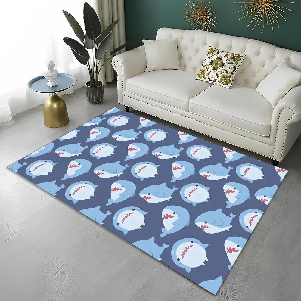 3D Cute Gawr Gura Hololive Cartoon Carpet Rug for Home Living Room Bedroom Sofa Doormat Decor,kids Area Rug Non-slip Floor Mat