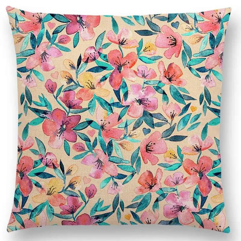 Nordic Throw Pillow Case Spring Leaves Print Cushion Cover Home Decor / Pillow Covers for Sofa Cushion Covers Hogar