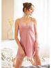 Cross-border Ice Silk Sheer Lace Deep V-Neck Women's Sexy Slip Dress Nightgown