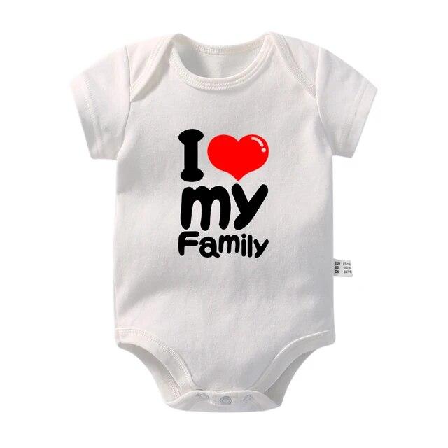 T-shirty damskie Kocham moją rodzinę Zabawne jednakowe stroje rodzinne Bawełna Wygląd rodzinny Ojciec Matka i córka Syn Koszulki dziecięce Body dziecięce