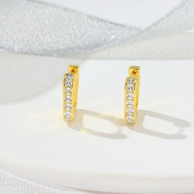 Korean Version of Fashion Temperament Closed U-shaped Ear Buckle Earrings Women's Yellow Gold Diamond Niche Earrings Jewelry