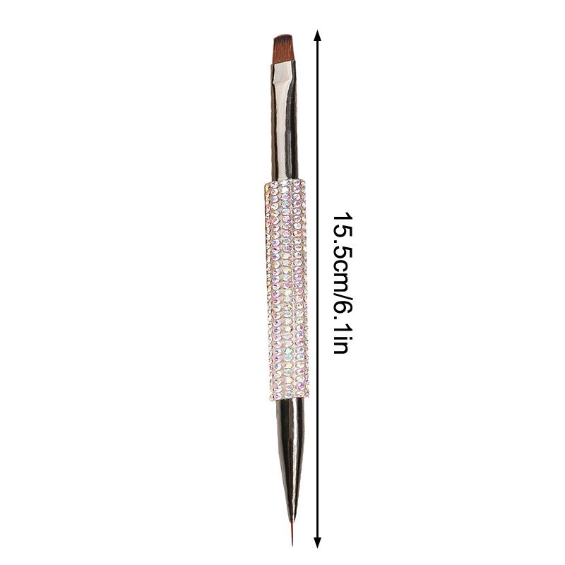 Dual-Ended Nail Brush With Diamond Nail Art Brushes Professional Gel Nail Polish Liner Flower Painting Drawing Manicure Tools