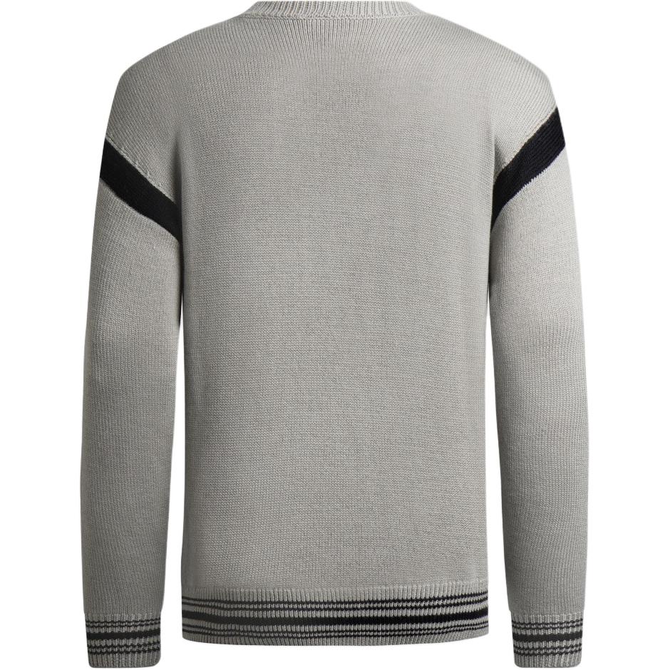 Emporio Armani Letter Embroidered Striped Trim Long Sleeve Sweater Men Sweater Gray-Brown 6R1MXA-1MFUZ-0643