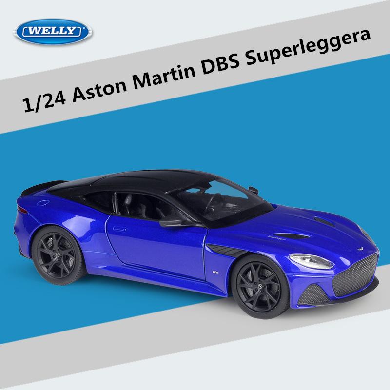 WELLY 1/24 Aston Martin DBS Superlaggera High Quality Alloy Sport Car Model Diecast Metal Track Racing Vehicle Children Toy Gift
