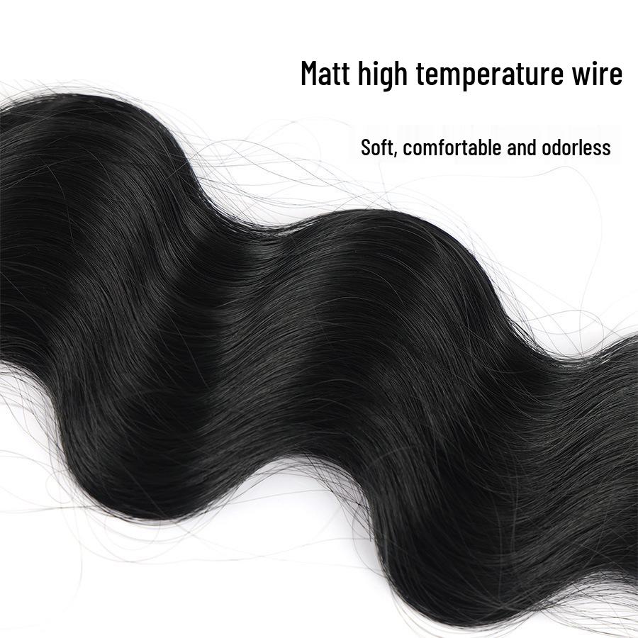 Synthetic Fiber Black Body Wave Hair Extensions - 100g Bundles with Large Wave Snake Curl Wigs
