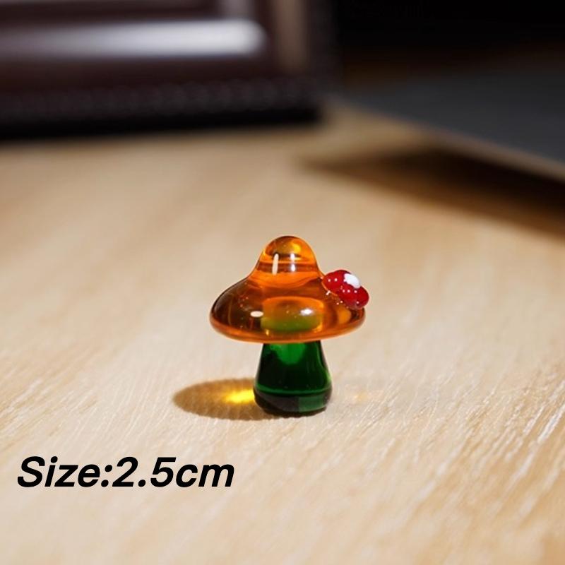 Mushroom Family Handmade Glass Ornaments Cute Mushroom Glaze Figurine Mini Car Decorations Creative Holiday Gifts Wholesales New