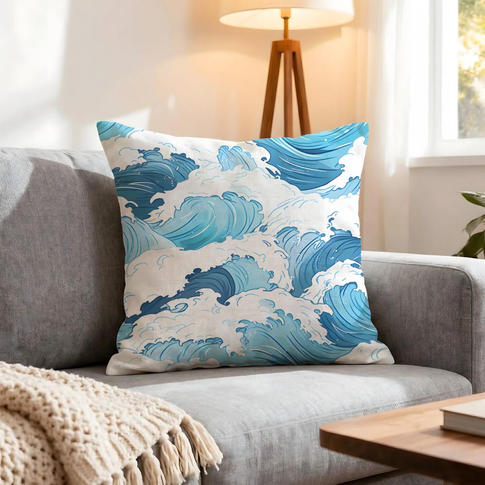 Light Blue Ocean Ripple Cushion Cover 1Pcs Decorative Covers Soft Cushion Case For Sofa Couch Decor 40X40 45X45 Pillowcases