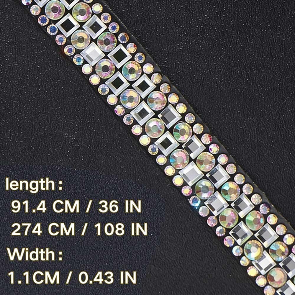 1Yard Glass AB Color Self Adhesive Rhinestone Chain Garment Accessories Decorations Trim Rhinestone Trim Strap