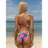 Sexy Tie Dye Flower Print Bikini Set Women Drawstring Pleate Push Up Bra Thong Swimsuit Bathing Suit Swimwear
