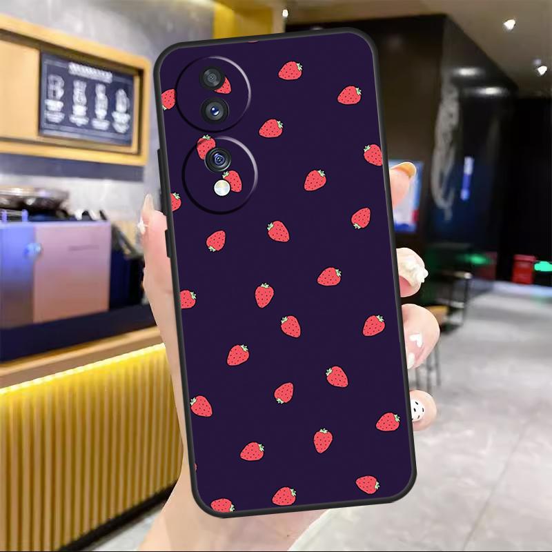 Strawberry Red For Honor Magic 8 7 6 5 Lite Case For Honor 200 400 Pro 50 70 90 X8c X8b X9a X9b X9c Win RT