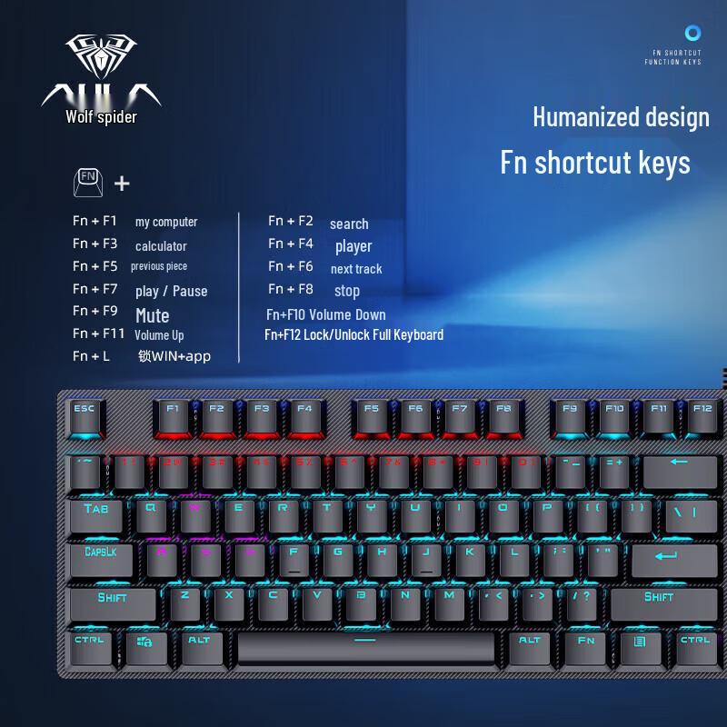 AULA S2022 104-Key Wired Backlit Mechanical Gaming Keyboard