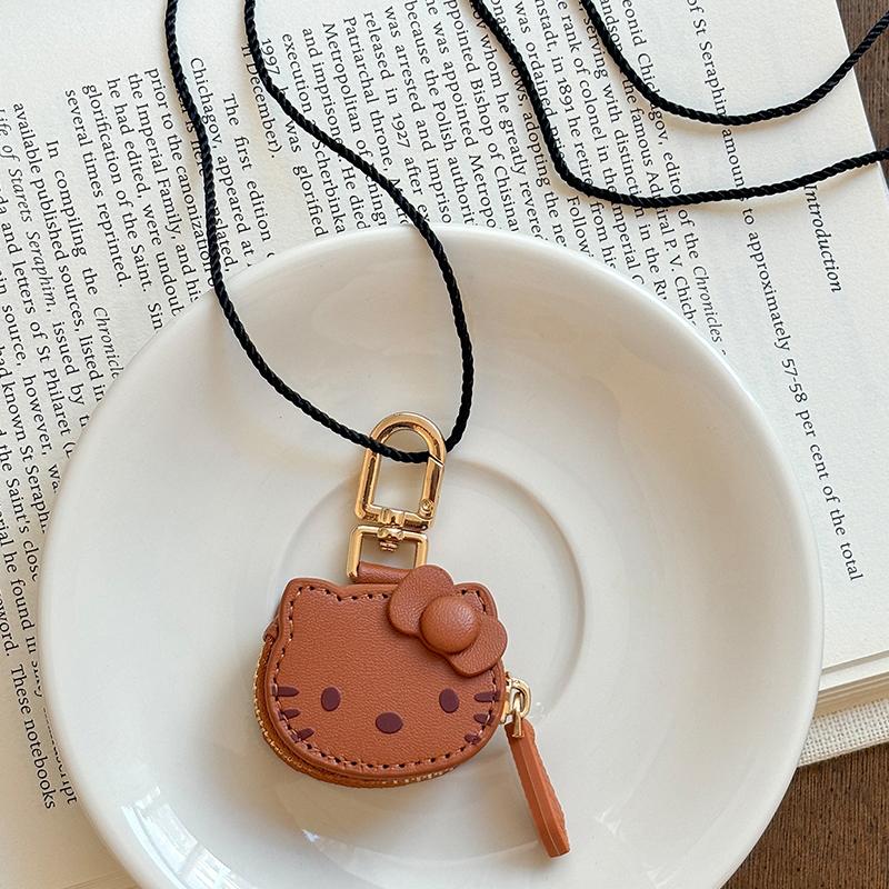 

Мультяшный брелок Sanrio Hello Kitty Kt Cat Креативный кожаный подвес для сумки Ожерелье Каваи Аксессуар для одежды Подарок на день рождения коричневый