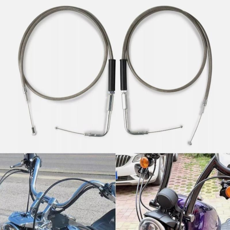 Motorcycle 42'' Throttle and Idle Cable Set for Davidson FXST FLST FLT XL 1996-UP 56579-02A Stainless Steel Idle Cable