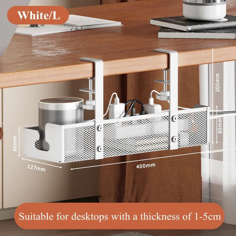 No Drilling Under Desk Wire Management Tray Retractable Cable Organizers in Home Office PC Router Data Wire Metal Storage Rack