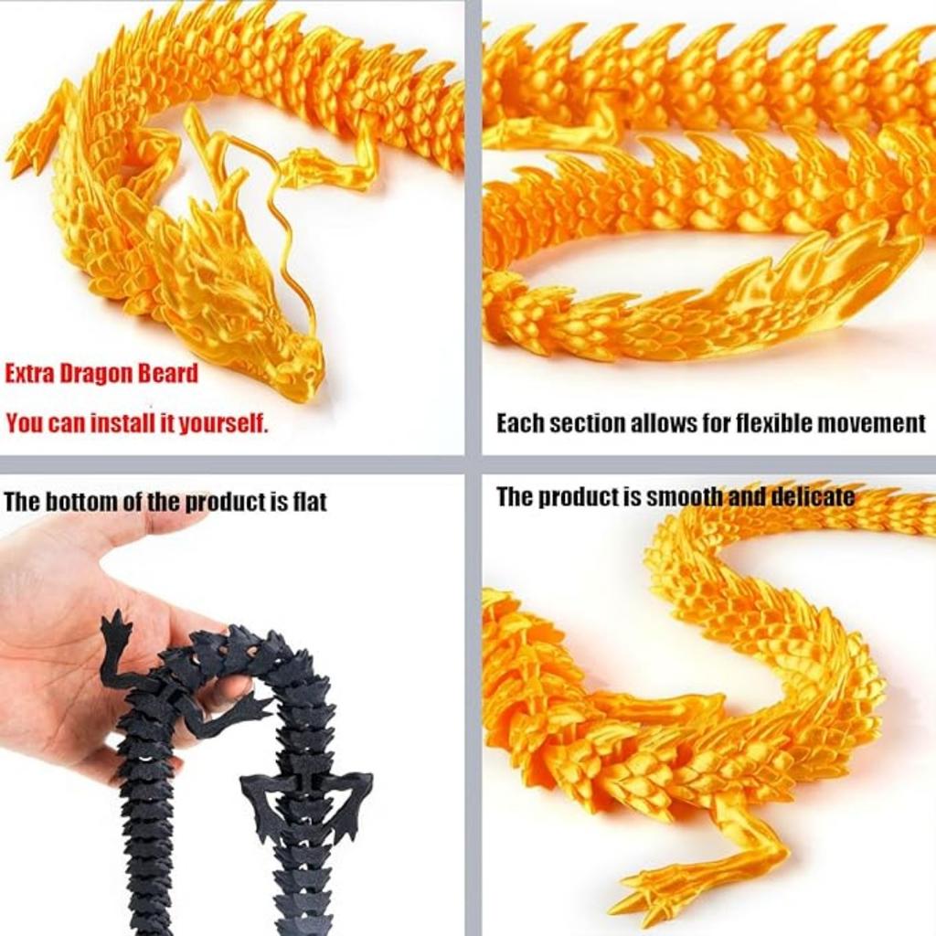 3D Printed Dragon - Articulated and Posable Toy for Car Decoration - Strikingly Realistic Dragon Crystal Figure Gifts