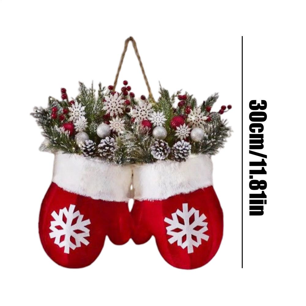 

Christmas Front Door Wreath Realistic Decor Glove Design Supplies Artificial Pine Needle Wreaths for Home Farmhouse Indoor