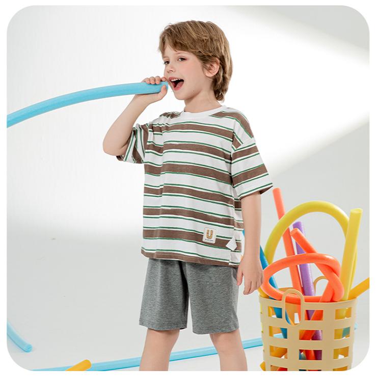 Yingbolun Summer Boys' Cotton Loose Children's Home Clothes Set