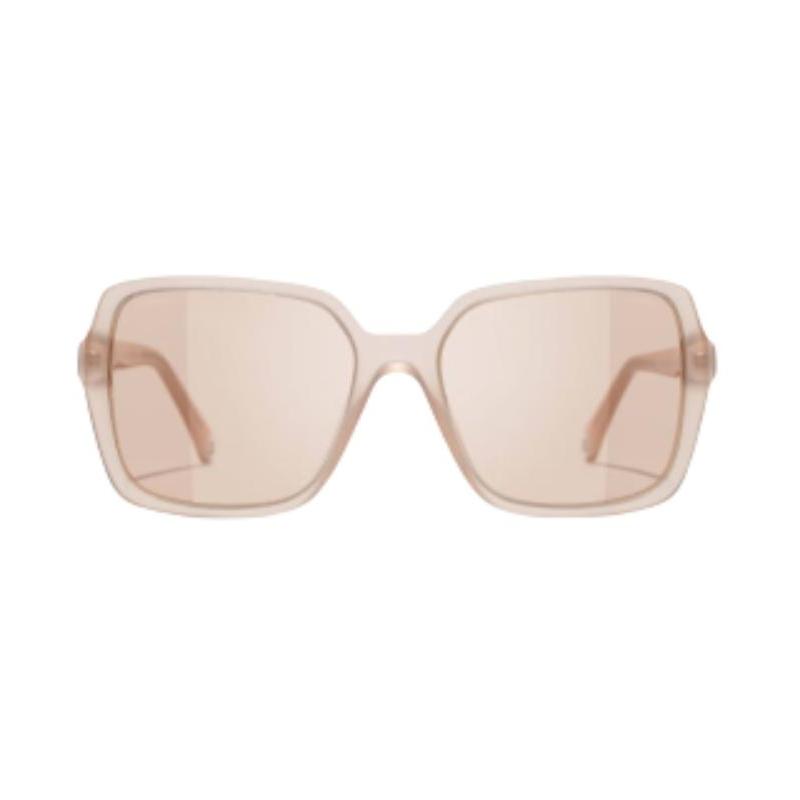 Chanel Temple Letter Logo Acetate Irregular Sunglasses Women's Coral Color