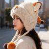 Furry Ears Plush Winter Hat for Women Girl Warm Comfortable Unisex Earflap Cap for Skiing Camping Daily Outdoor Use