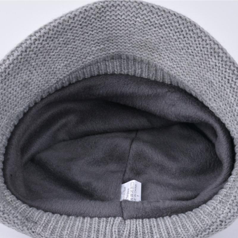 Autumn and Winter Versatile Fashion Big Head Ear Protection Knitting Wool Hat with Lining Warm Anti-cold Beanie