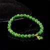 Genuine Natural Hetian Green Jasper Chinese Style Beaded Bracelet for Women with Gourd Charm Pendant