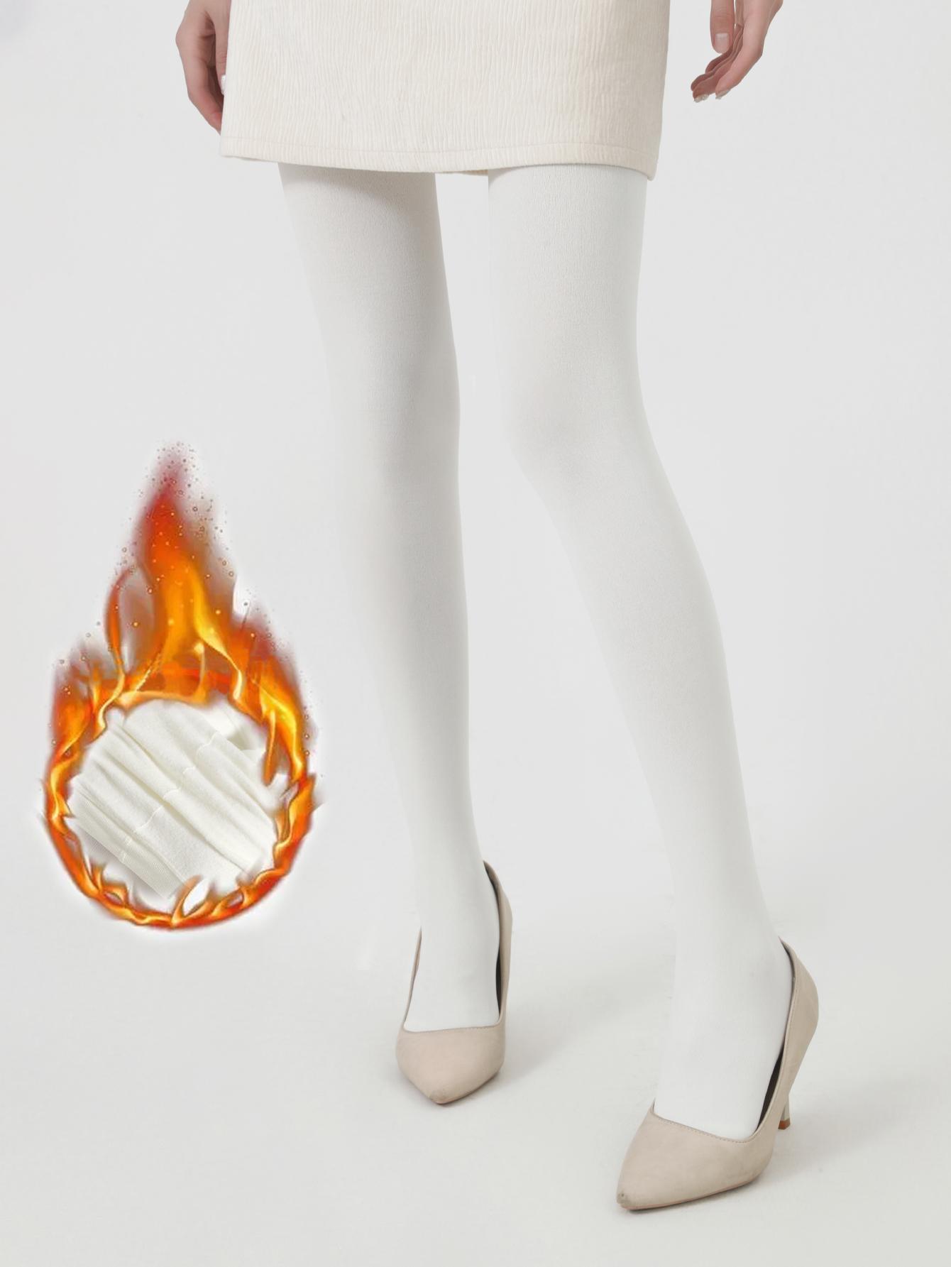 1 Pair Women Warm White Tights Stretchy Fleece Lined White Tights Pantyhose Stockings Women S Tights S