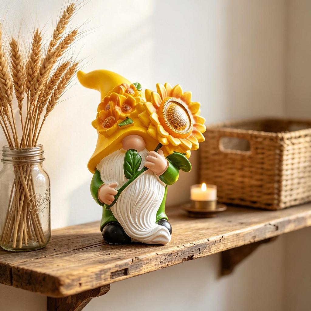 Resin Sunflower Dwarf Ornaments for Garden and Windowsill Decor