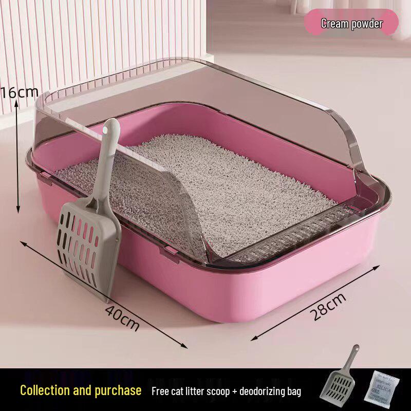 Extra Large Odor-Reducing Semi-Enclosed Anti-Splash Cat Litter Box