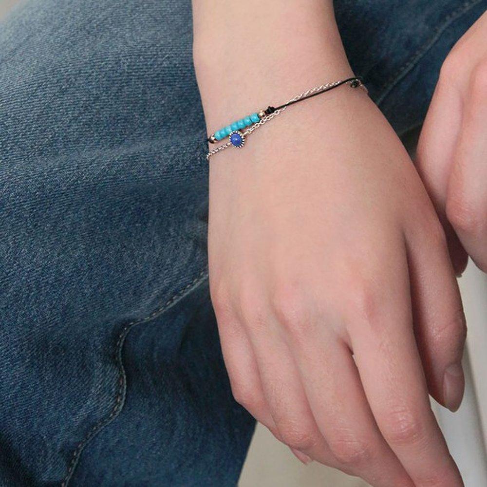 J.Lauren 0B0898 Silver December Birthstone Turquoise Bracelet