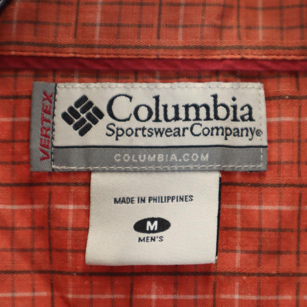 Columbia Check Pattern Short Sleeve Shirt M Orange Brown Outdoors Men's Used