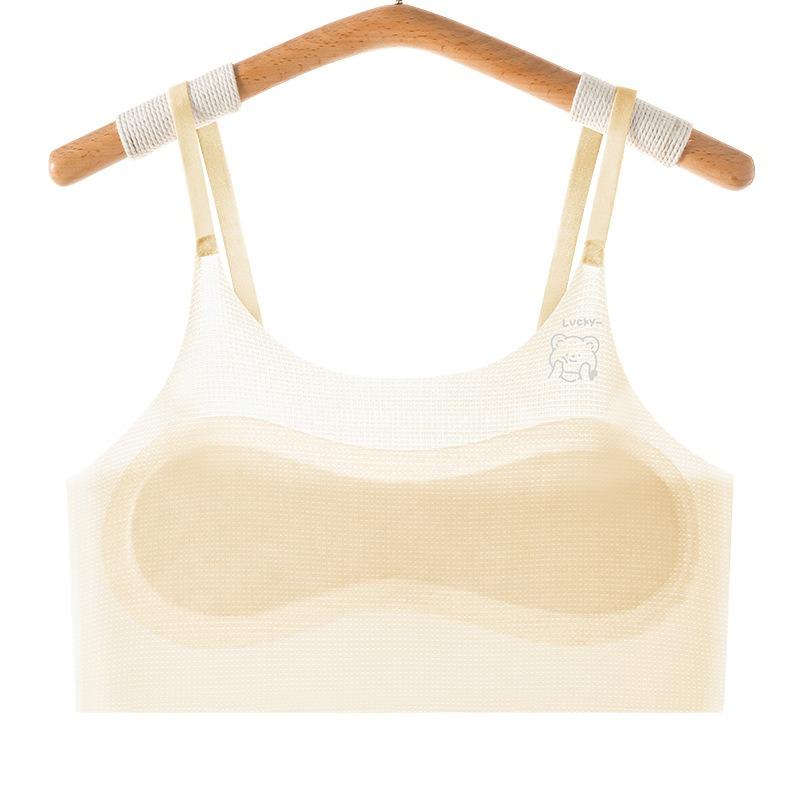 Teen Girls Youth Puberty Breathable Seamless Thin Ice Silk Camisole Bralette