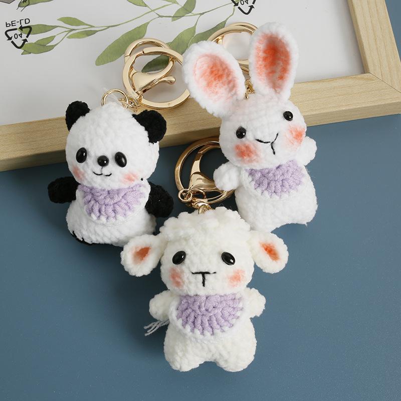 Süße Panda-Puppe Häkel-Schlüsselanhänger Cartoon Mini-Tierpuppen-Serie Gestrickte Schlüsselanhänger Handgemacht Gestrickter Hasen-Schlüsselanhänger Großhandel 2025
