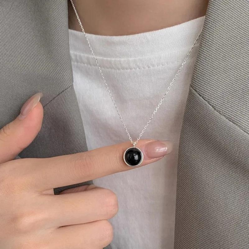 PANJBJ 925 Sterling Silver Line Necklace for Women Girl Fashion Concise Individuality Jewelry Birthday Gift Dropshipping
