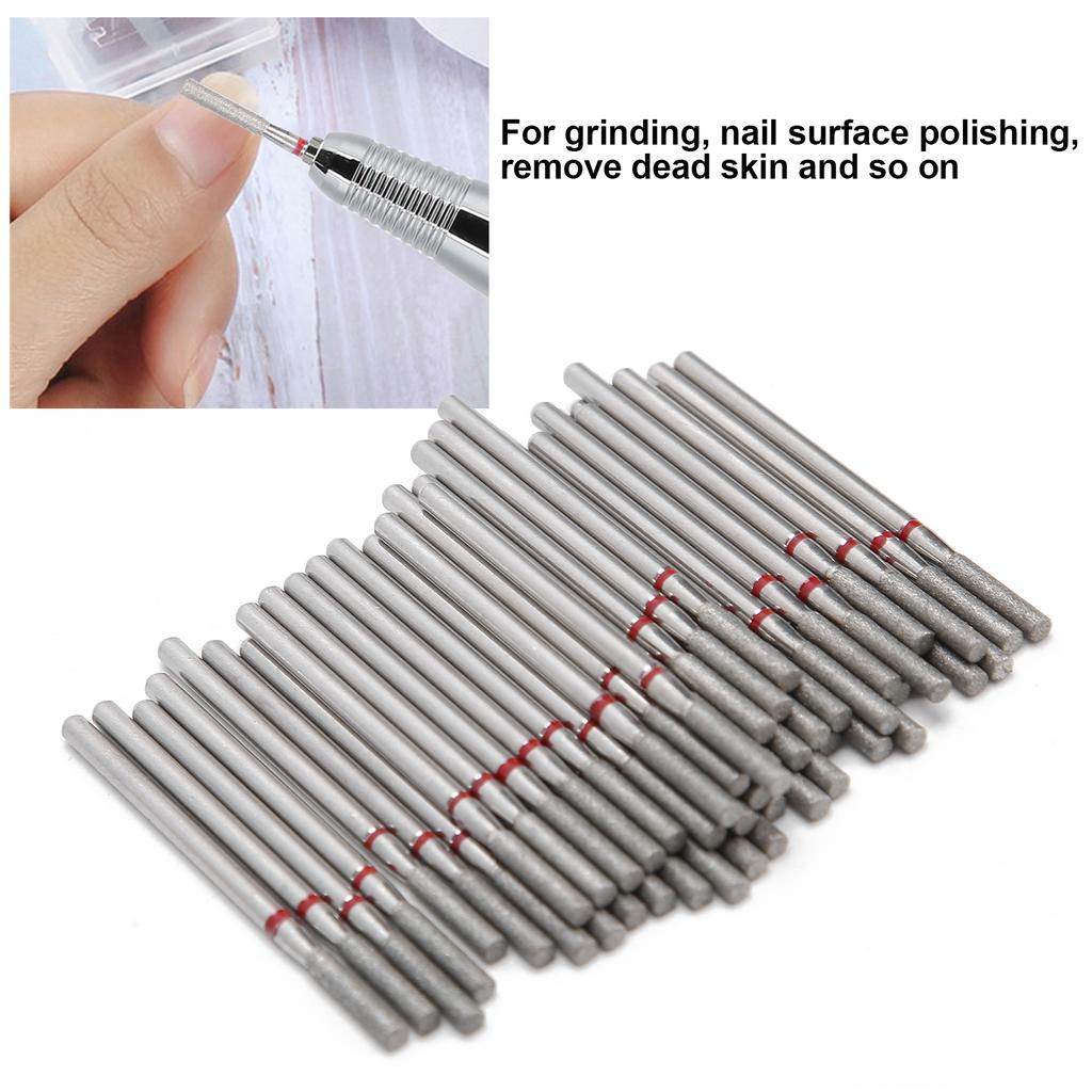 50pcs Flat Head Nail Polishing Grinding Head Nail Art Dead Skin Removal Nail Drill Bits