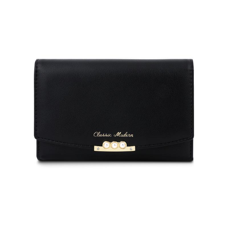 Tailian Multi-Card Slot PU Leather Pearl Wallet - Elegant Ladies' Purse