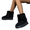 Women's Thick-Soled Snow Boots 2025 Winter New Style Fashionable Fleece-Lined Warm Mid-Calf Boots Turned-Up Legs with Fur Trim