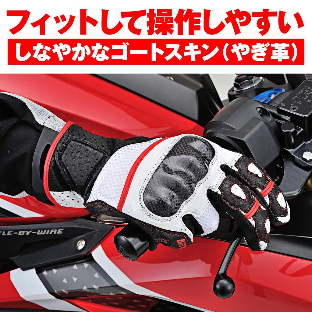 Daytona Summer Motorcycle Mesh and Leather Carbon Fiber Smartphone Sports Mesh XL Size HBG-053 Gloves, (Goat Leather), Protector, Compatible, Gloves,