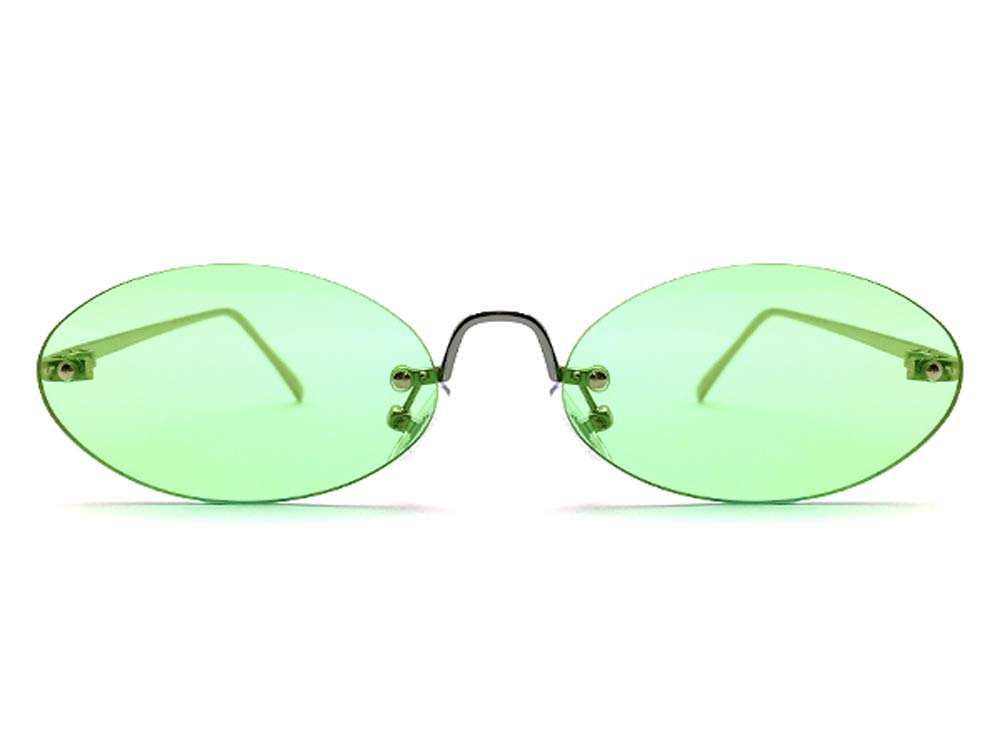 FLAT LENS OVAL SUNGLASS lens oval SILVER LIGHT GREEN [SPEED ADDICT] (flat sunglasses) ×