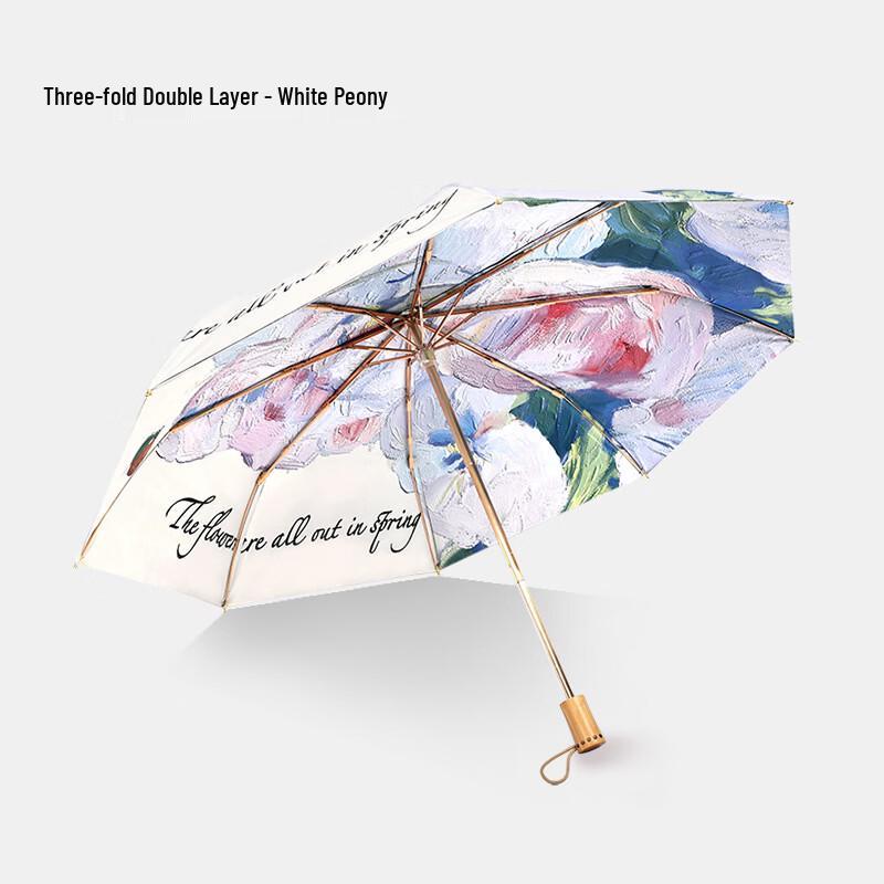 PALONY Compact Double-Sided Floral Five-Fold Umbrella
