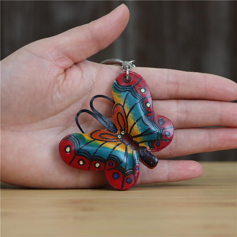 First Layer Cowhide Creative Butterfly Pendant, Bag Pendant, Car Keychain, Cute Mini Pendant, Birthday Gift.