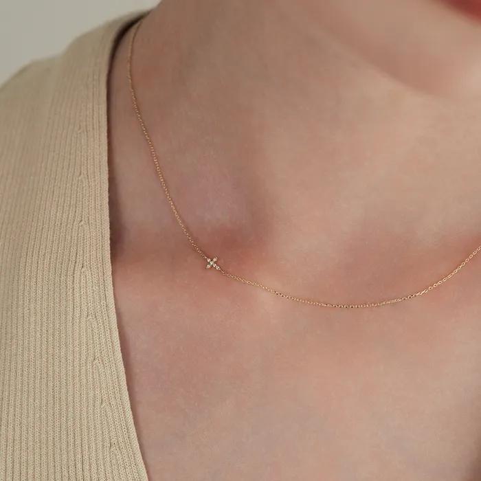 14k Diamond Blend Cross Necklace (14k