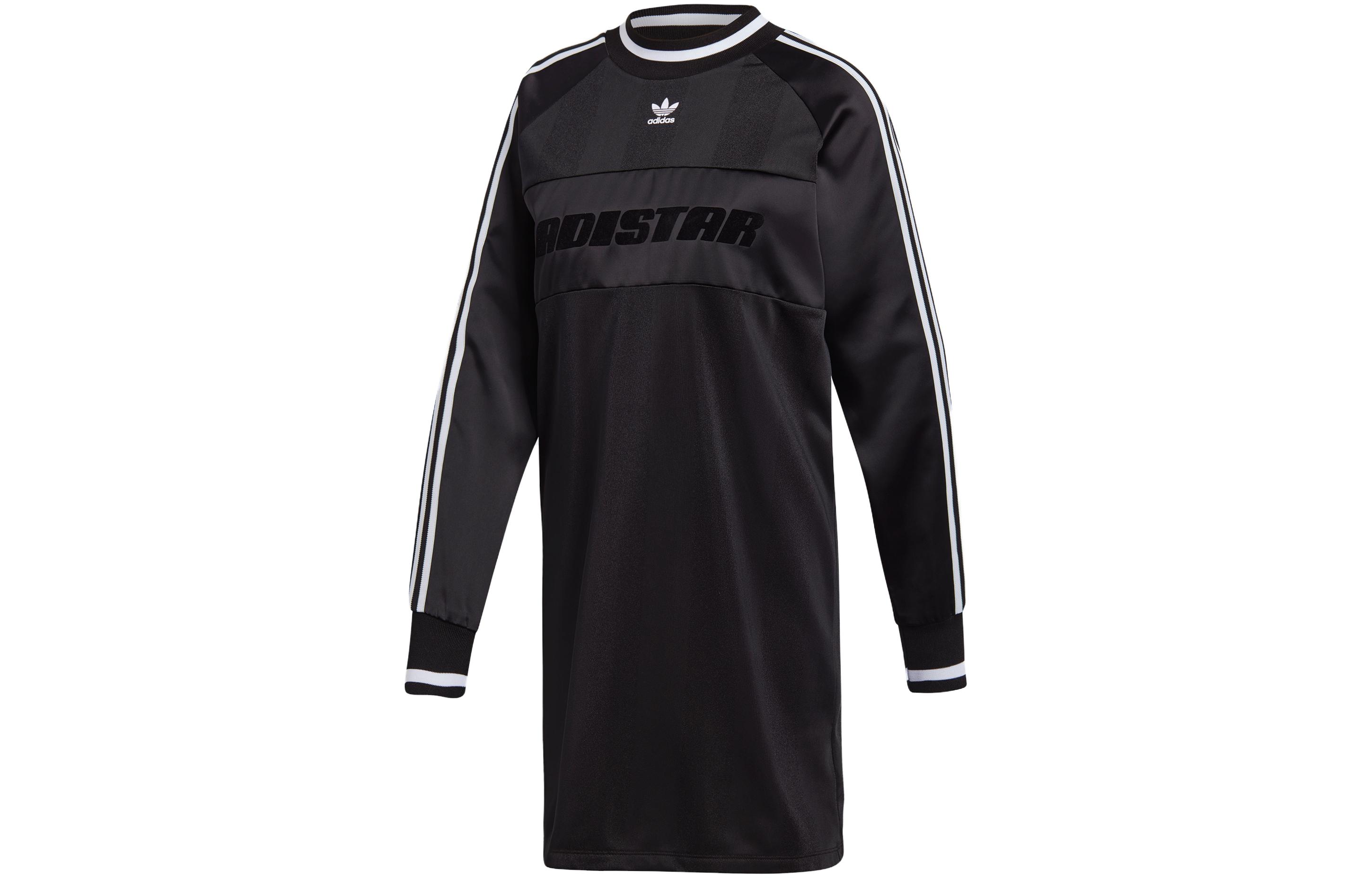 Adidas Originals Long Sleeved Dresses Women s Black Crew Neck Moderate Short DH4233 XS